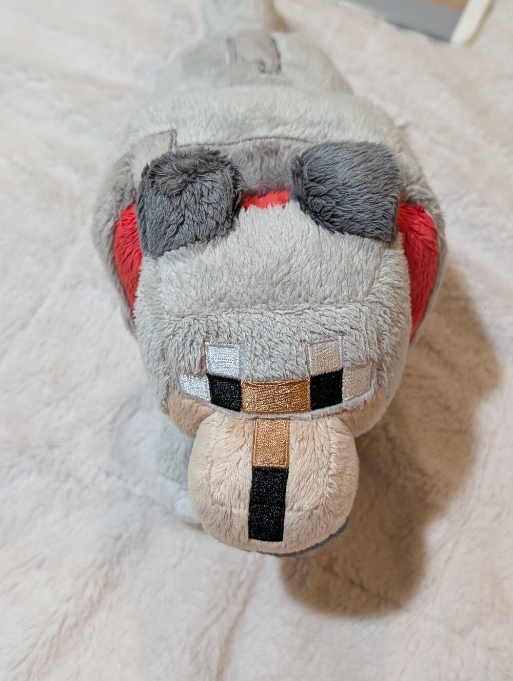 Minecraft Gray Wolf Plush Red Collar Mojang Jinx 15" Long
